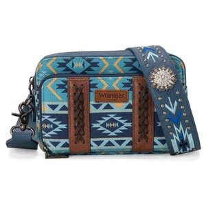 Wrangler Aztec Printed Crossbody Purse With Wallet Compartment